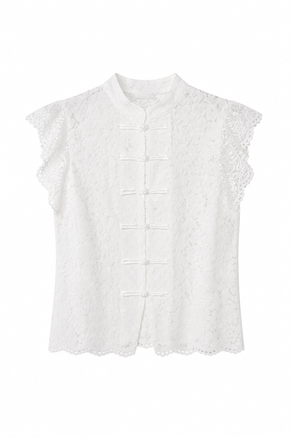 Top pizzo con alamari - BIANCO