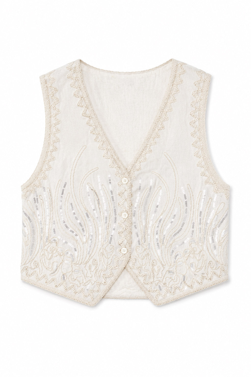 Gilet ricamato - Ecru