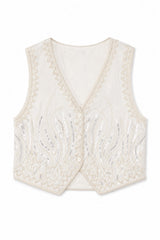 Gilet ricamato - Ecru