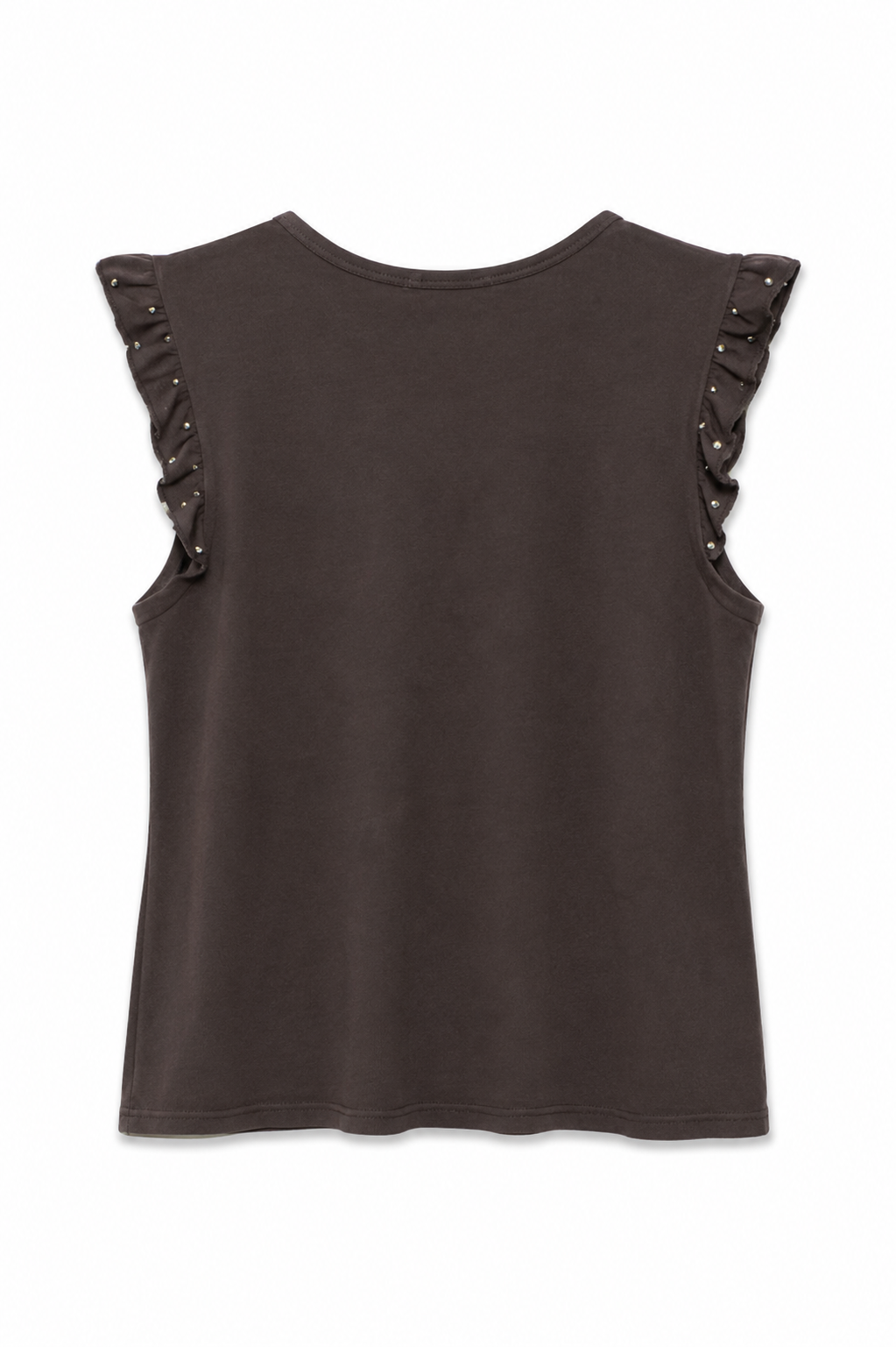 Maglia aletta con borchie - MARRONE