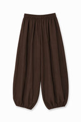 Pantaloni balloon in popeline - MARRONE