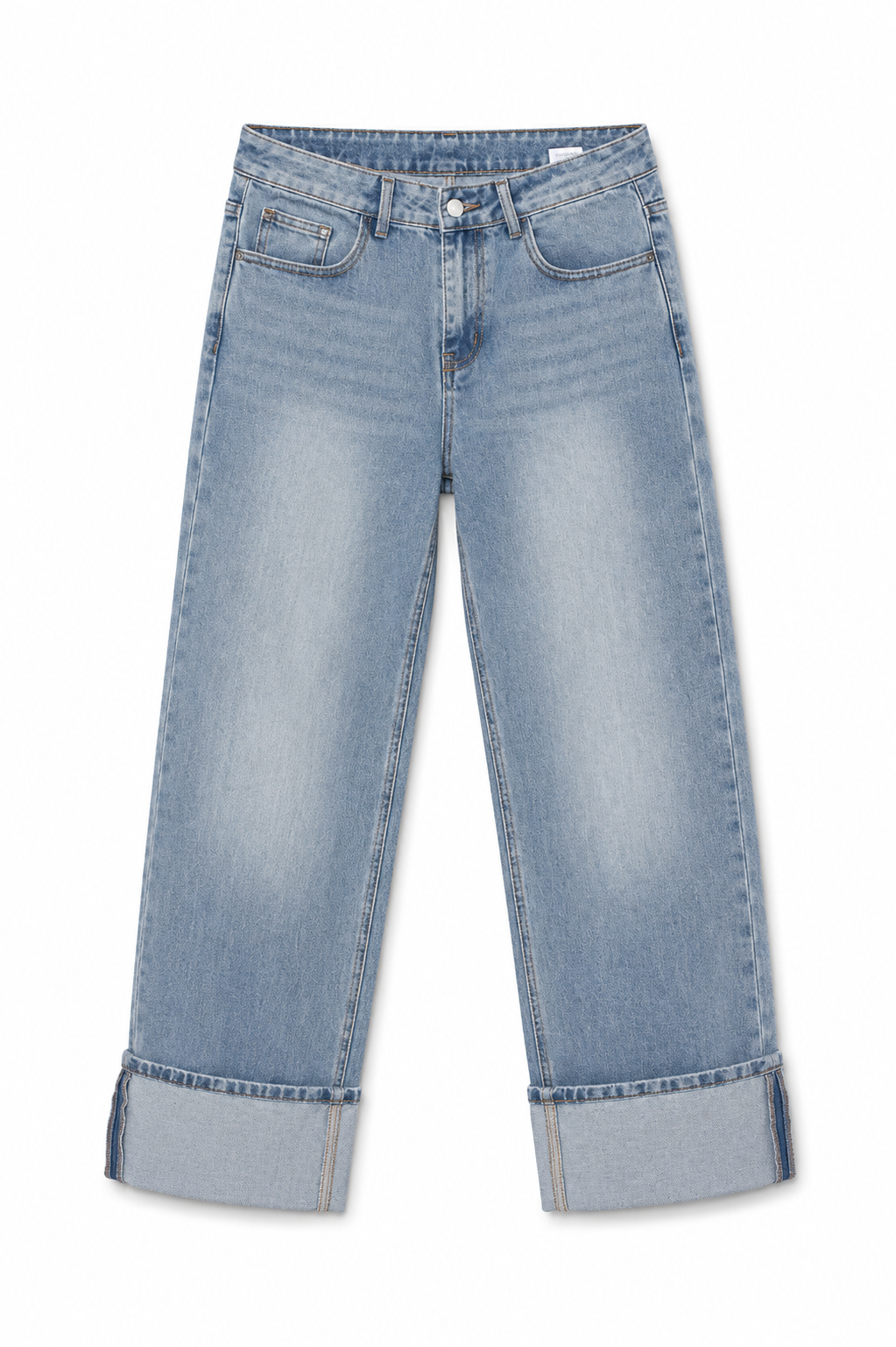 Jeans dritti con risvolto - DENIM CHIARO