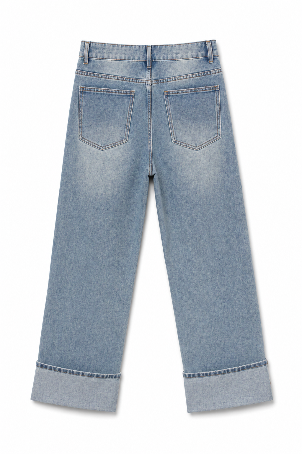 Jeans dritti con risvolto - DENIM CHIARO