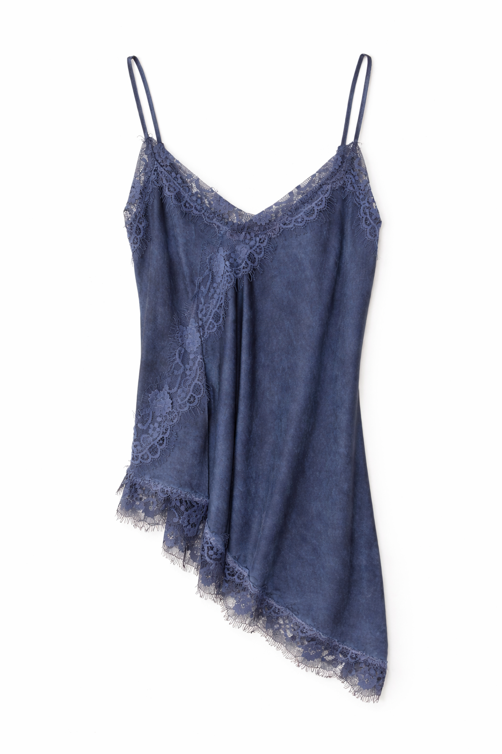 Top raso lingerie con pizzo - BLU