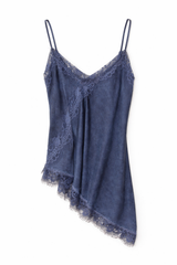 Top raso lingerie con pizzo - BLU