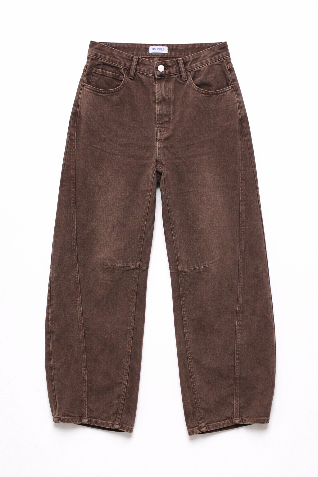 Pantalone barrel in bull - MARRONE