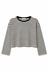 Maglia a righe maniche lunghe - PANNA/NERO