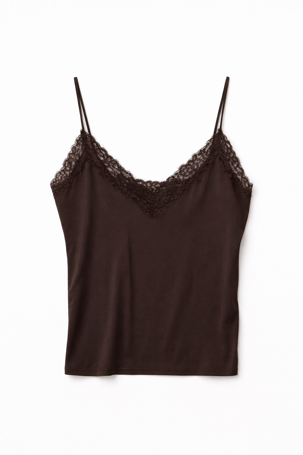 Top spalline pizzo - MARRONE