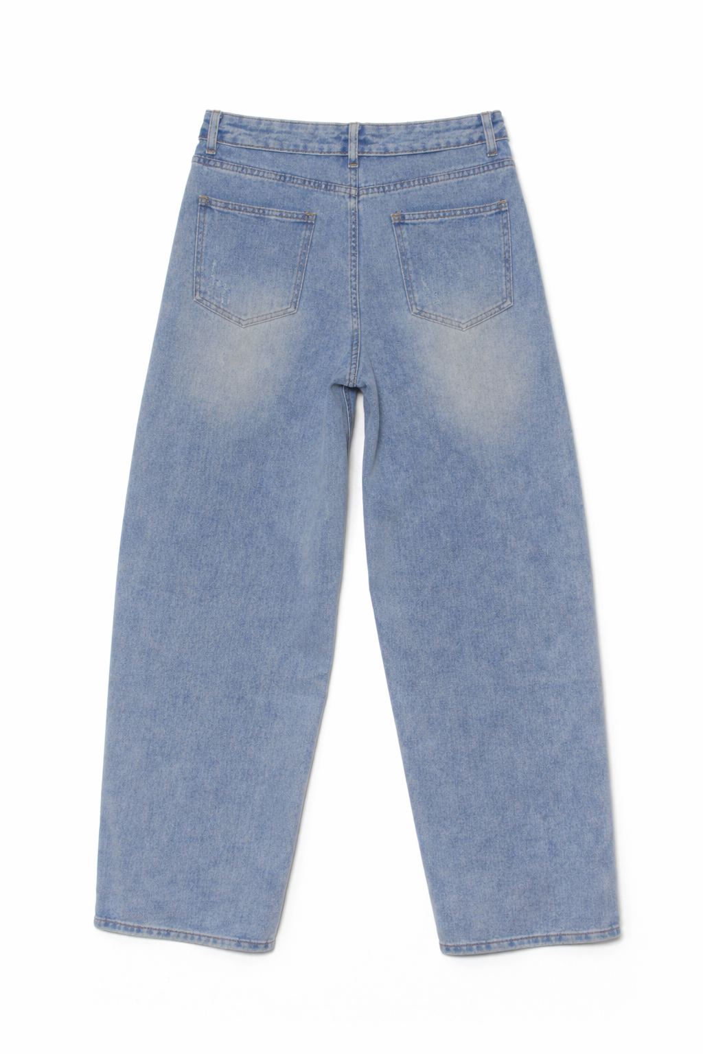 Jeans barrel con cintura risvoltata - DENIM BLU