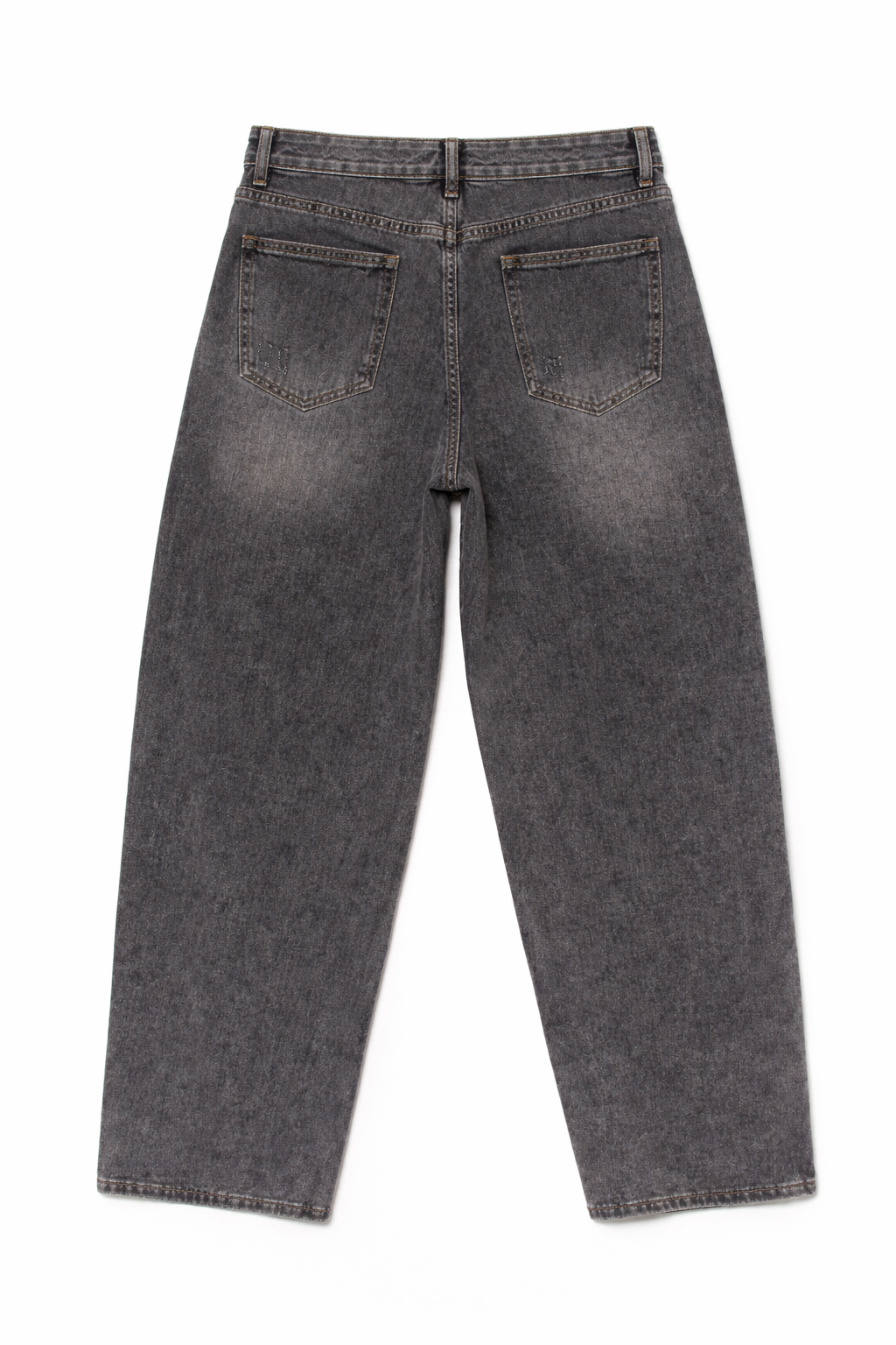 Jeans barrel con cintura risvoltata - DENIM NERO
