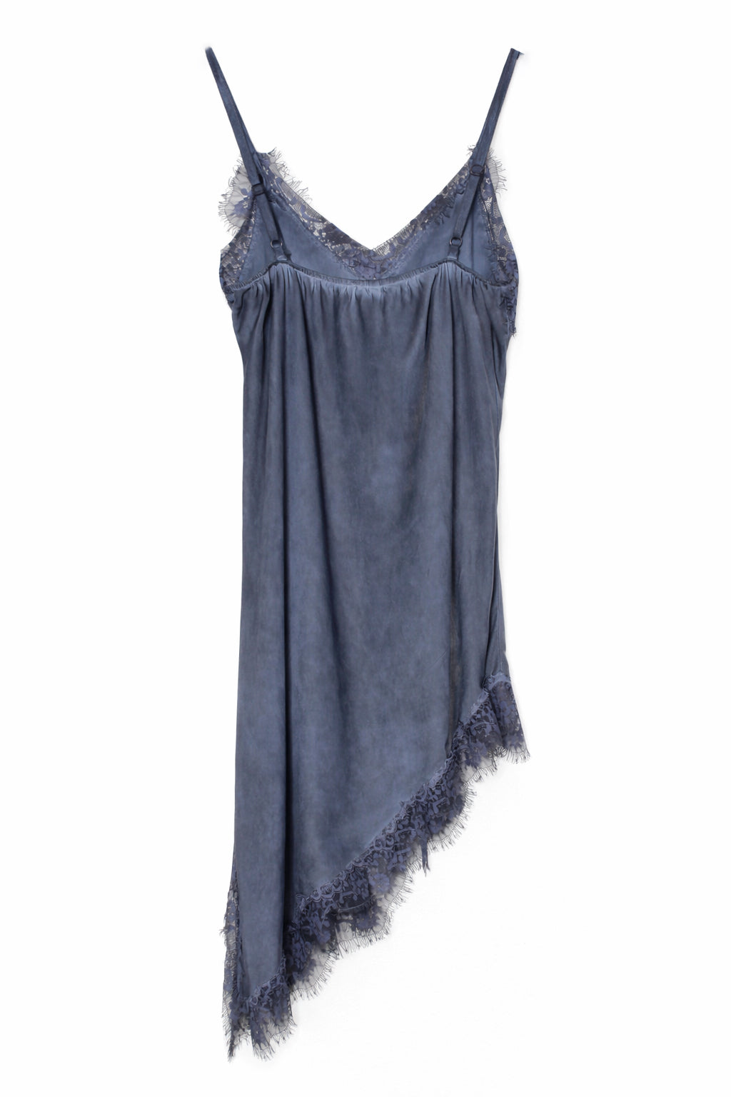 Abito raso lingerie con pizzo - BLU
