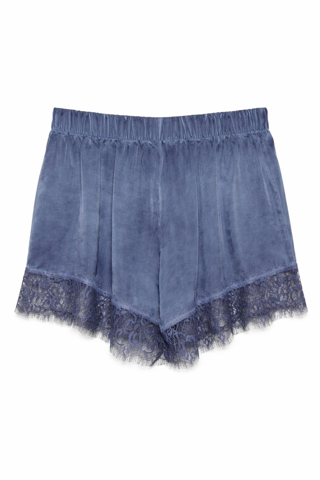 Shorts raso lingerie con pizzo - BLU