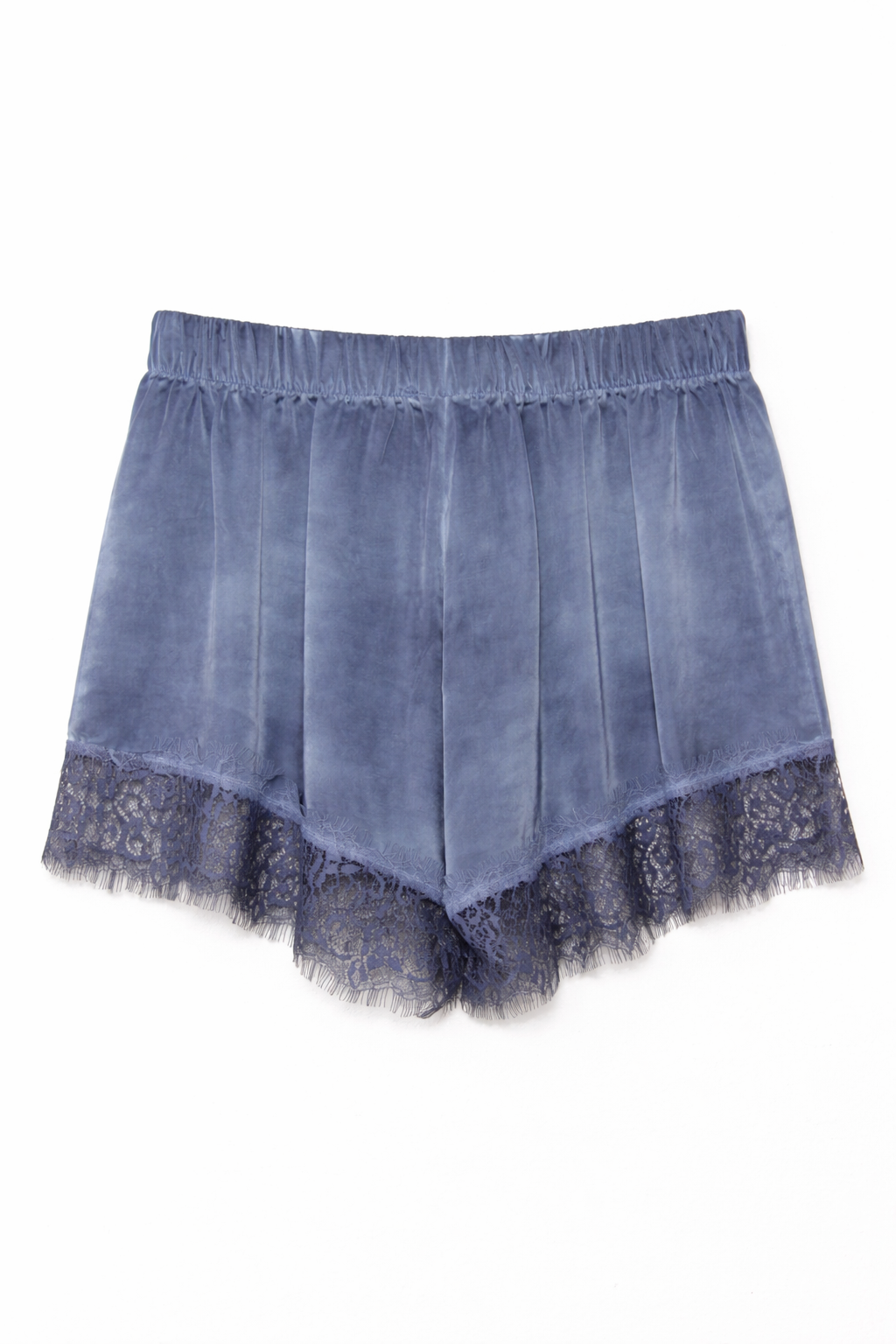 Shorts raso lingerie con pizzo - BLU