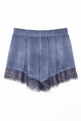 Shorts raso lingerie con pizzo - BLU