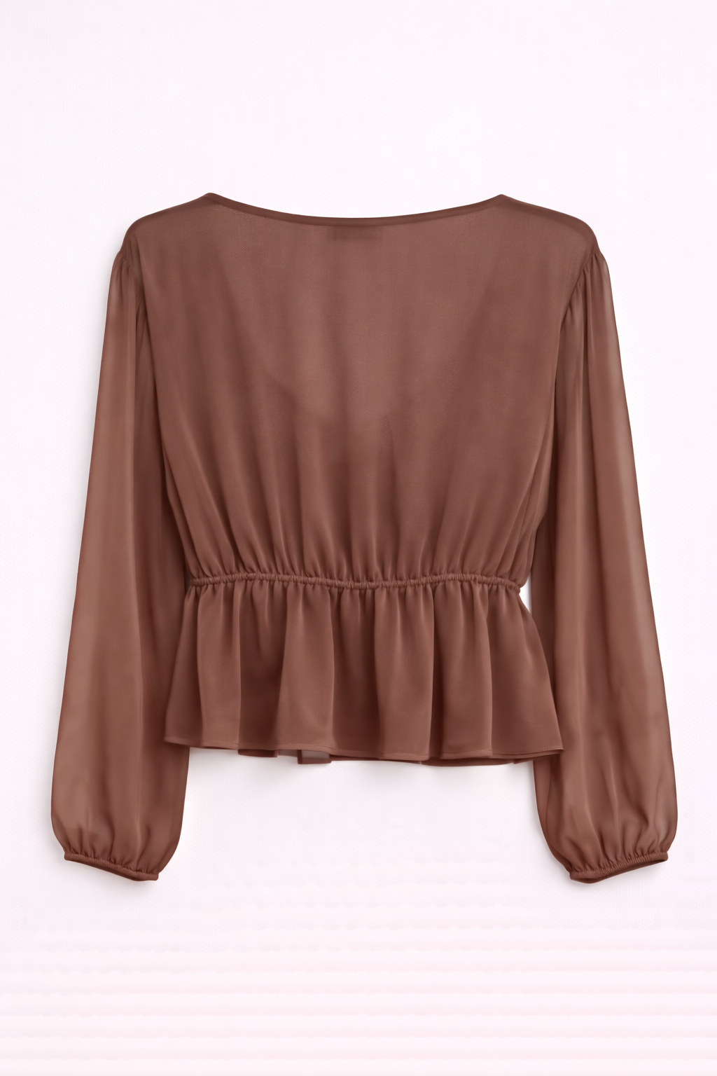 Blusa georgette con rouches - MARRONE
