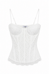 Top corsetto in pizzo - BIANCO