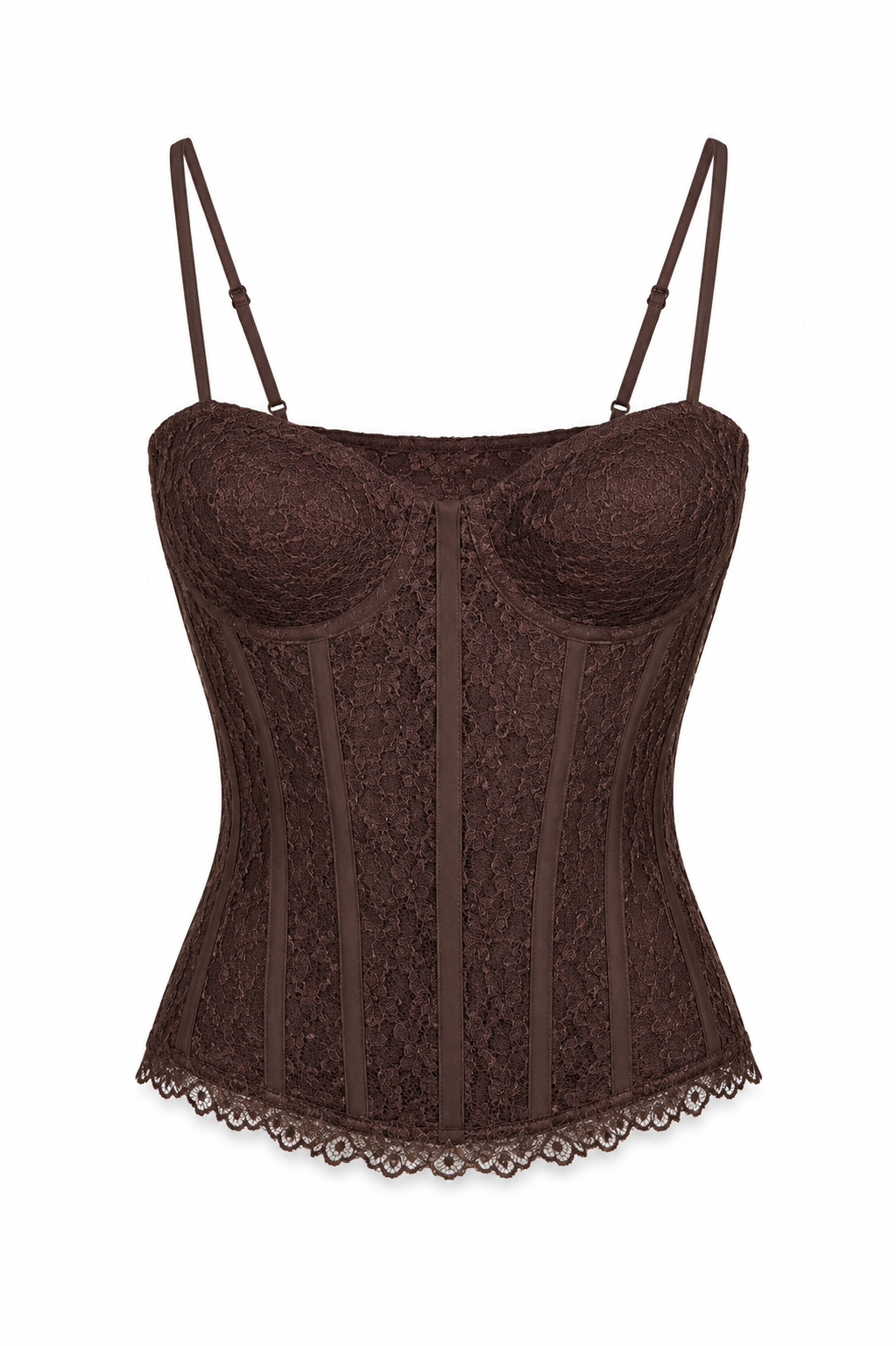 Top corsetto in pizzo - MARRONE
