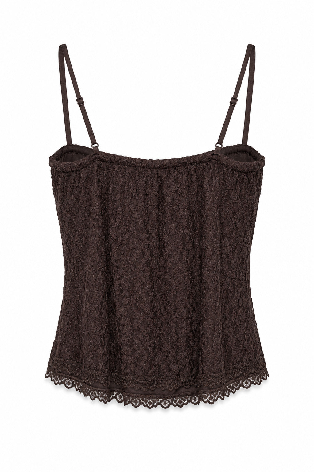 Top corsetto in pizzo - MARRONE
