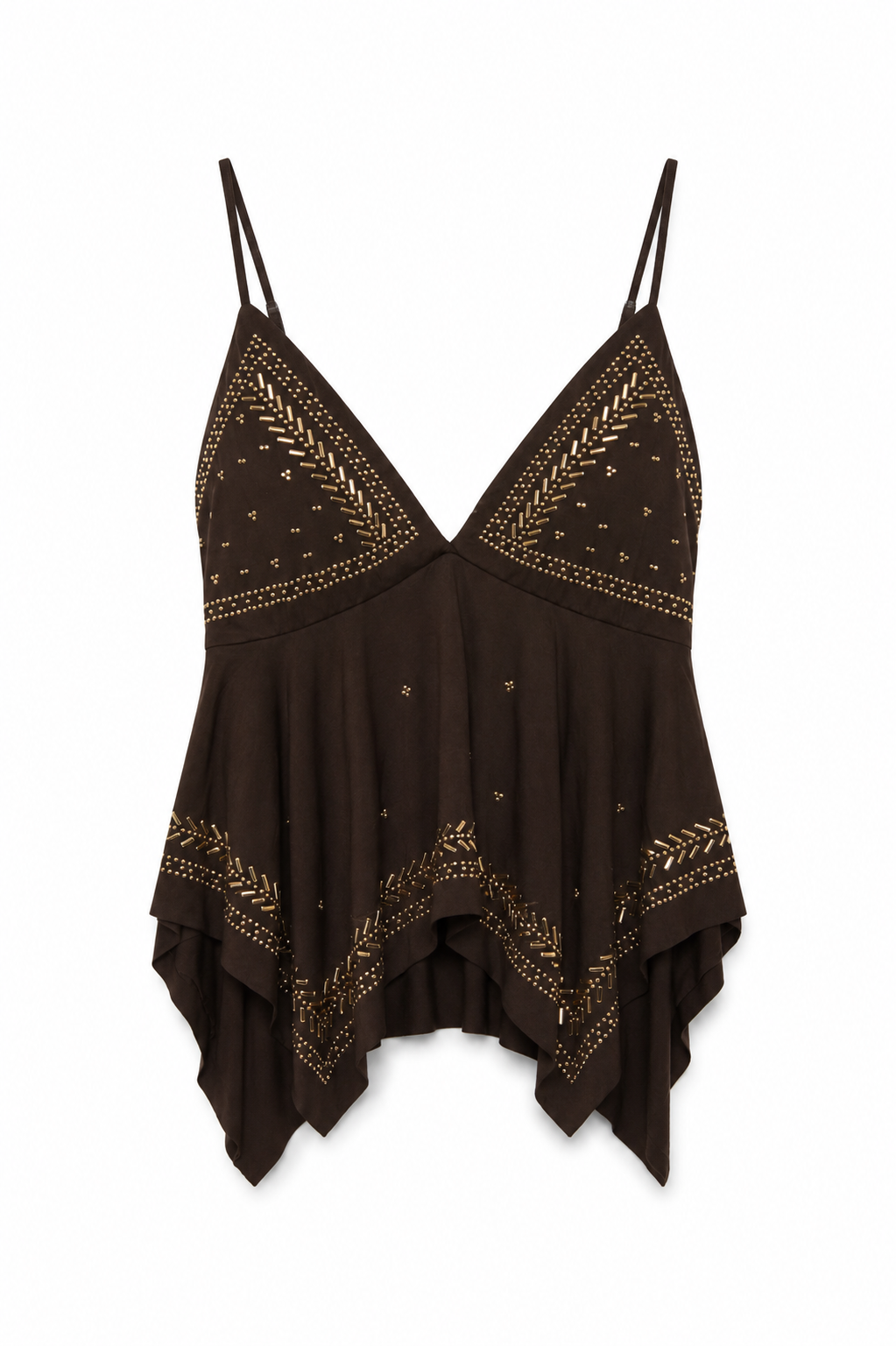 Top spalline e borchie - MARRONE