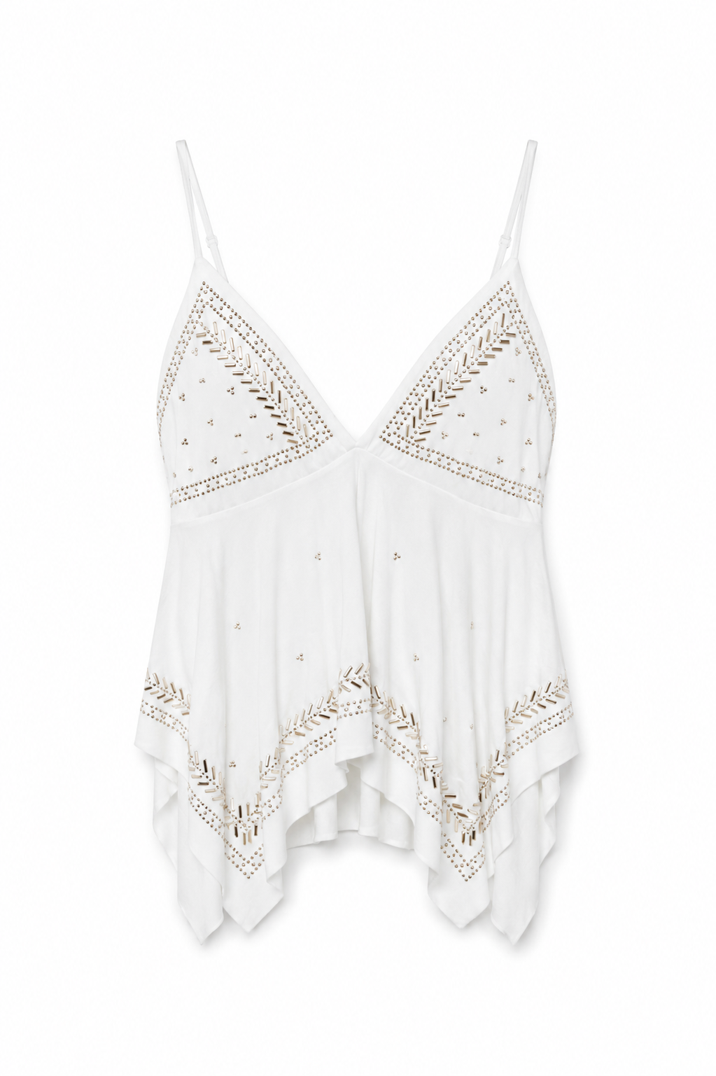 Top spalline e borchie - BIANCO