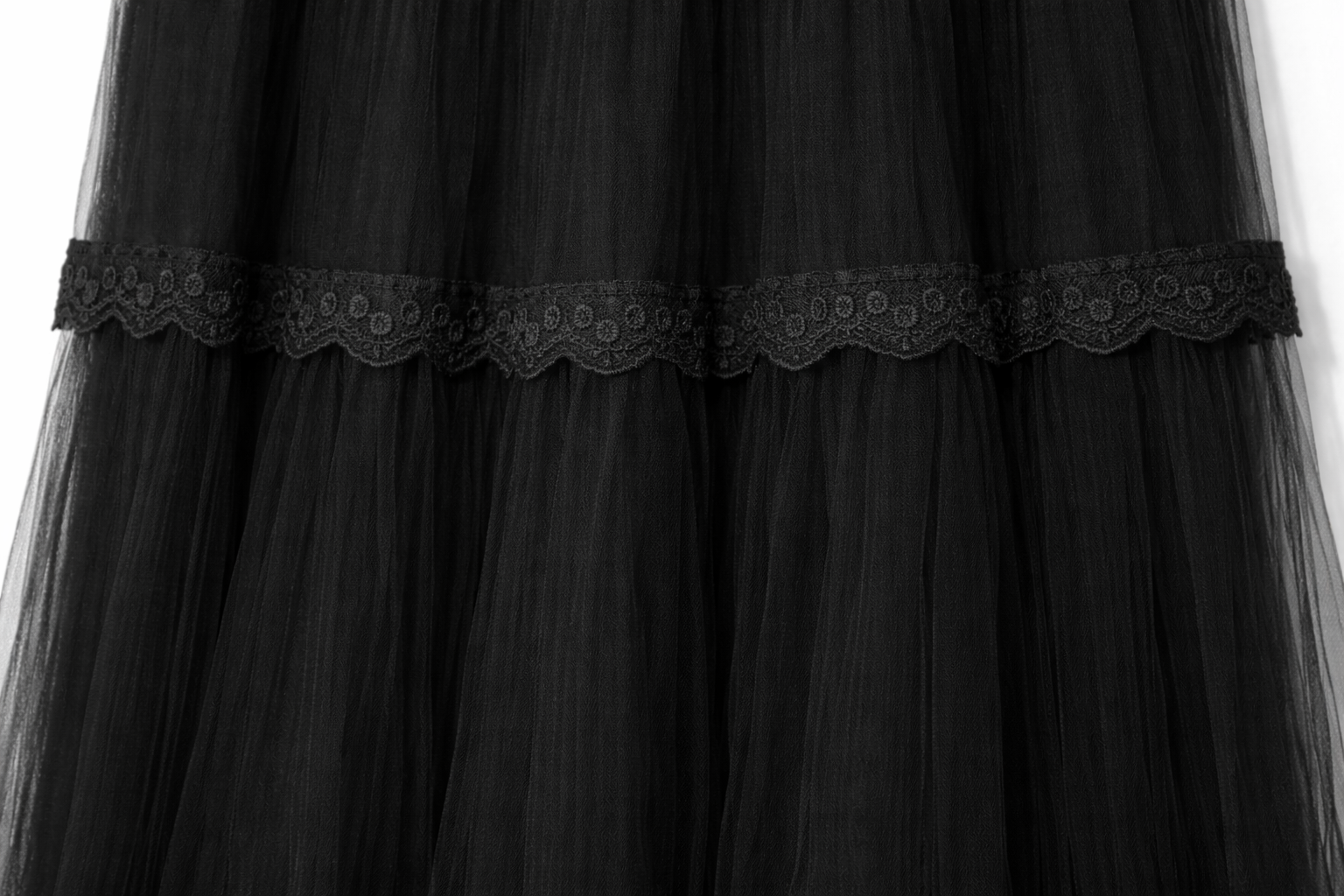 Gonna midi tulle e pizzo - NERO