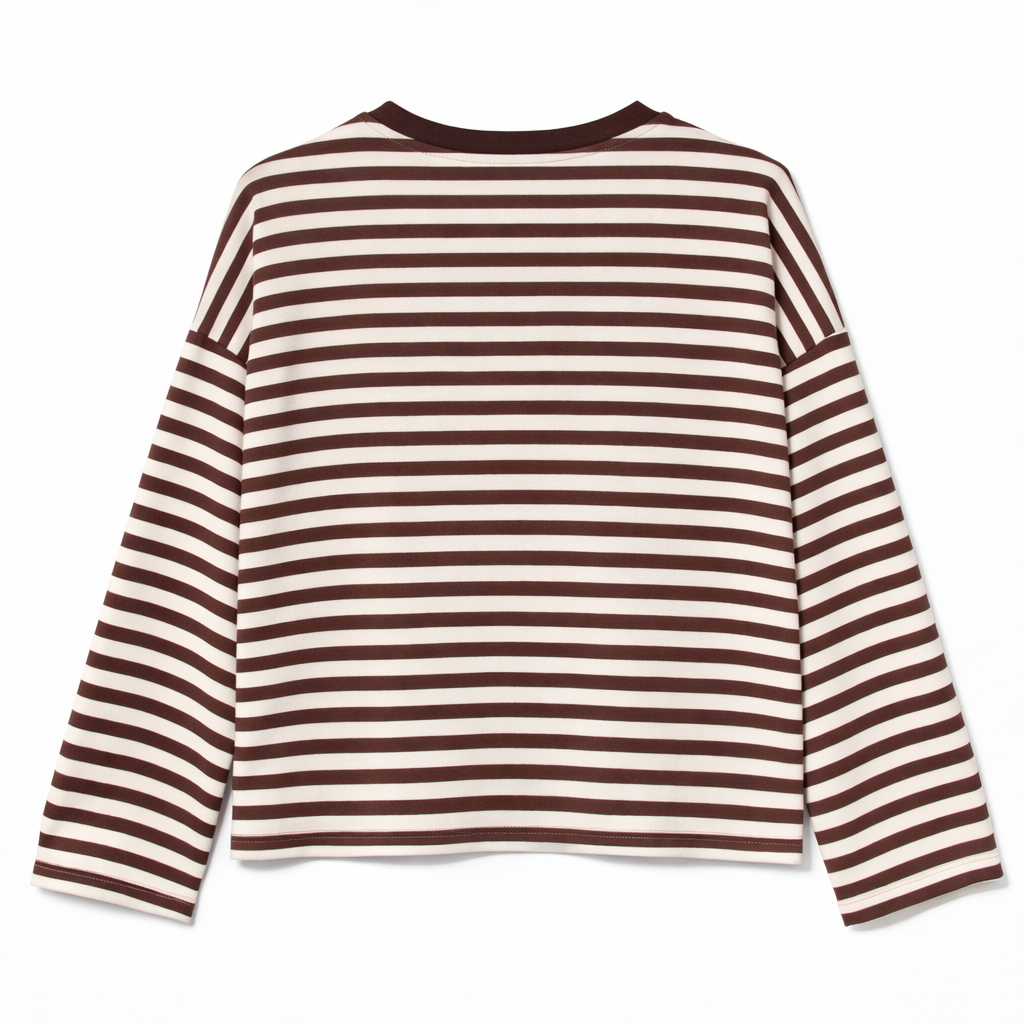 Maglia a righe maniche lunghe - PANNA/MORO