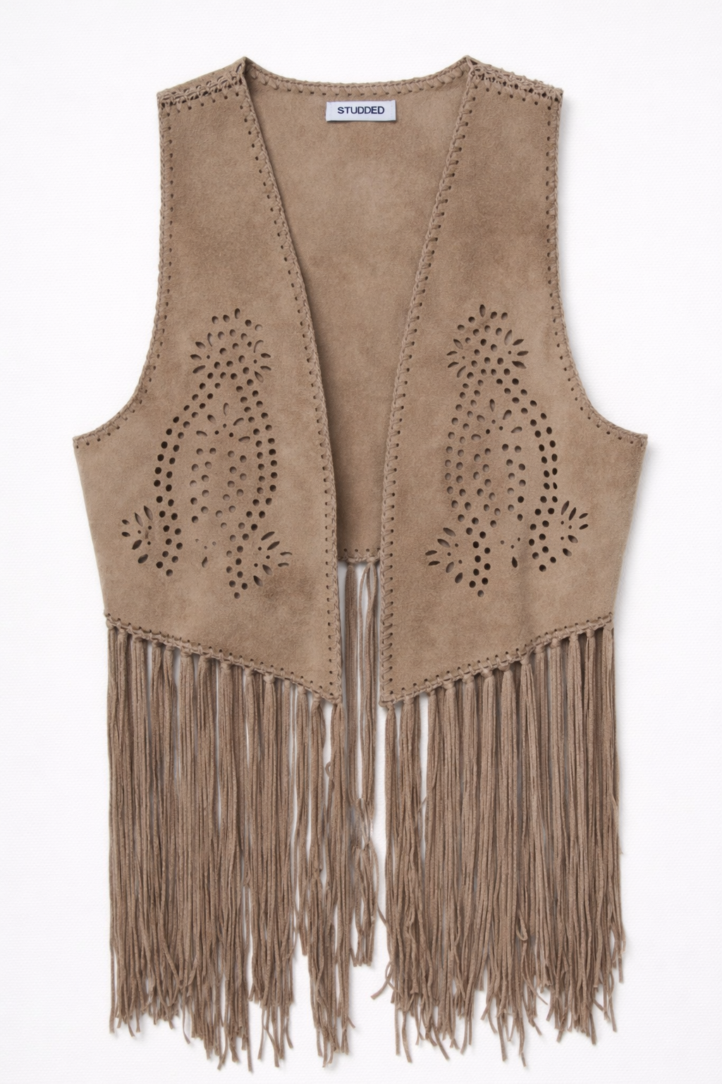 Gilet con frange - BEIGE