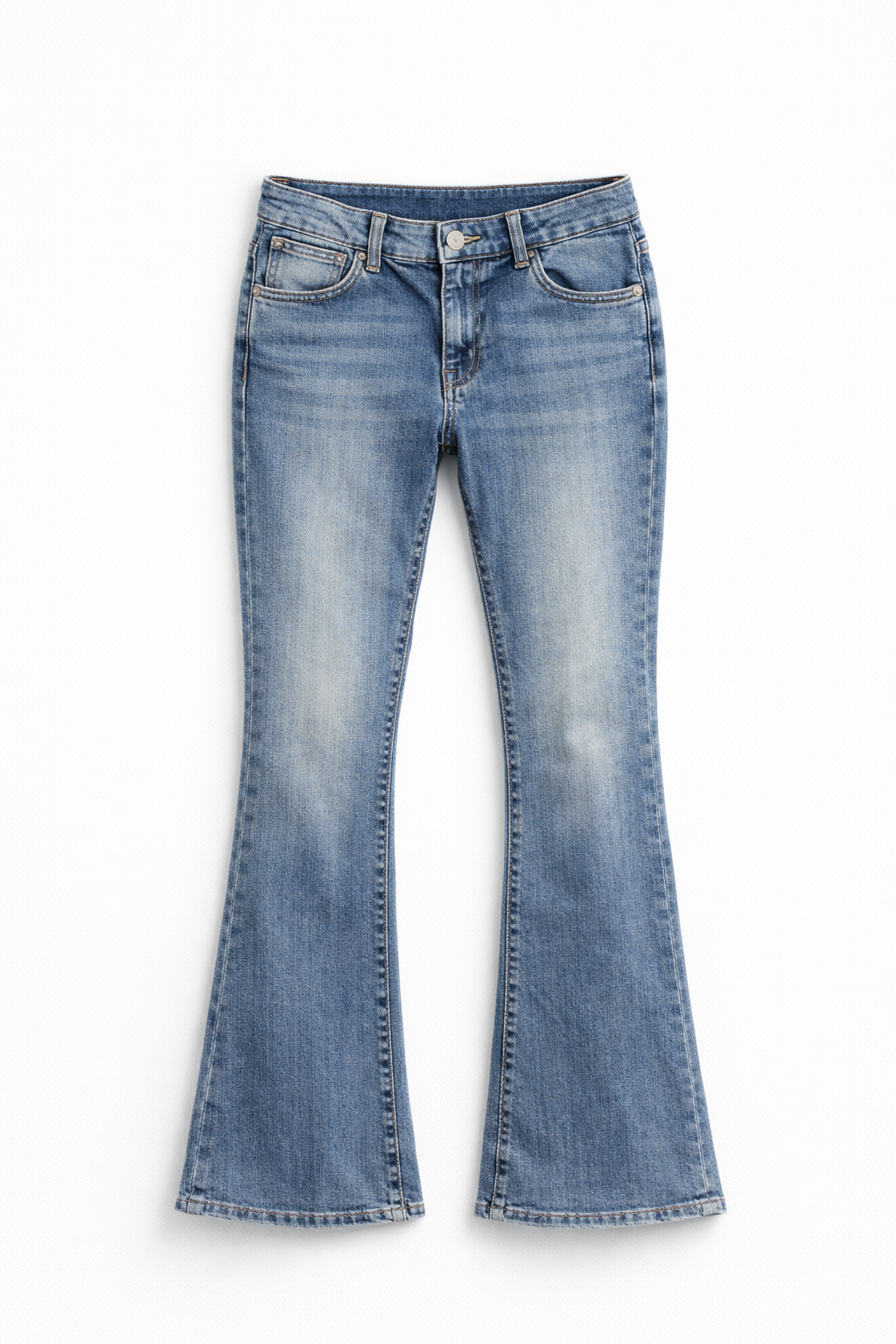 Jeans bootcut vita media - DENIM BLU