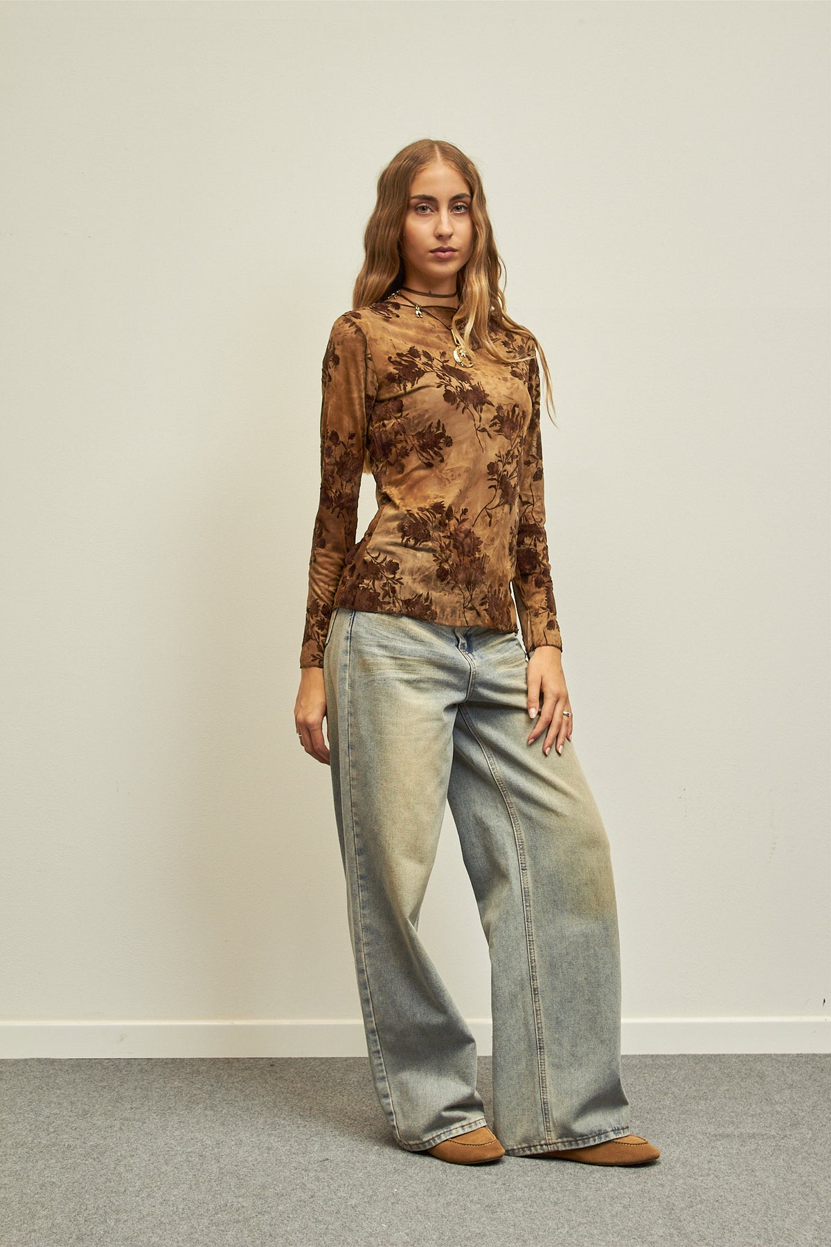 Maglia tulle floccato - Militare