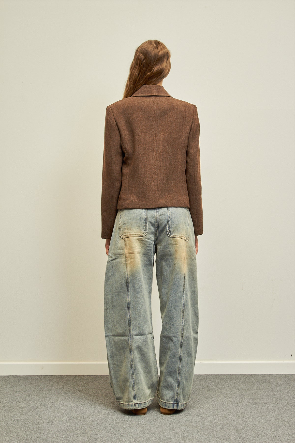 Blazer cropped 3 bottoni - MARRONE