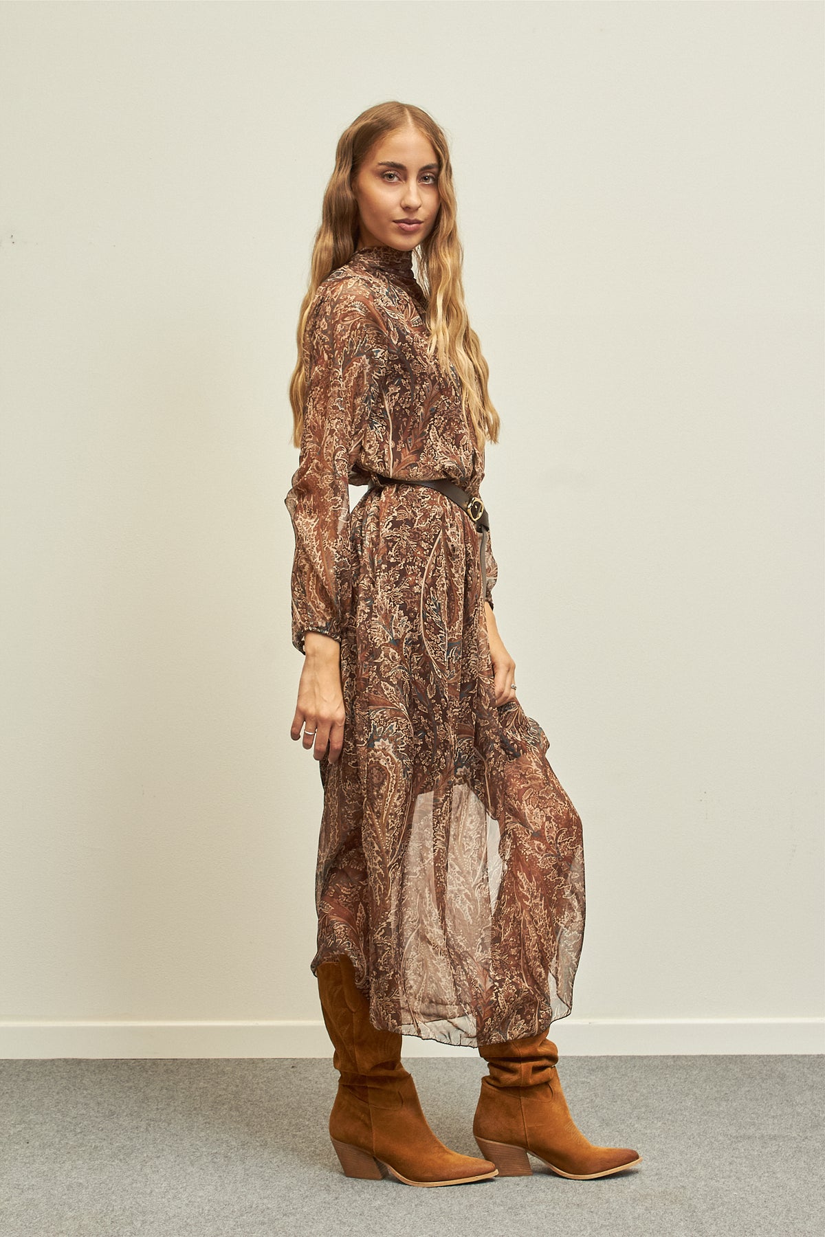 Abito stampa paisley - MARRONE