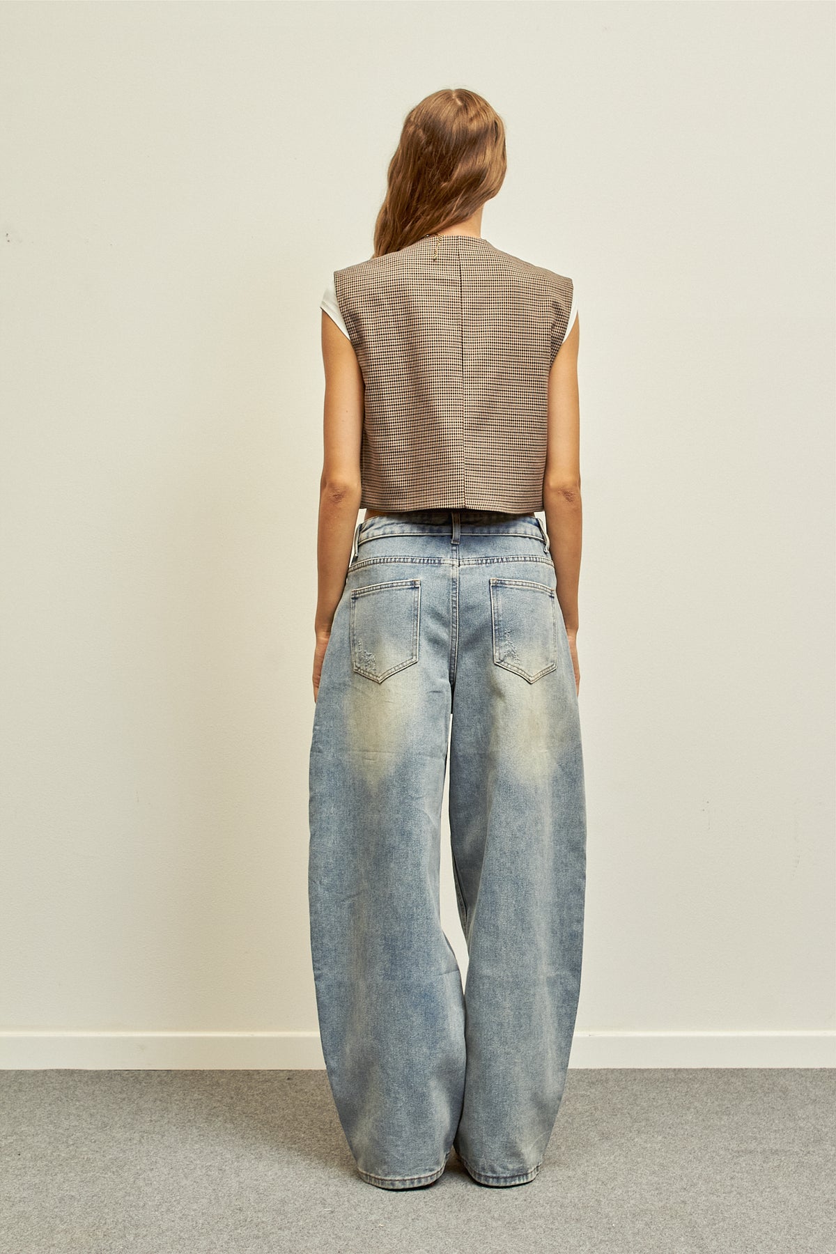 Gilet a quadri - MARRONE