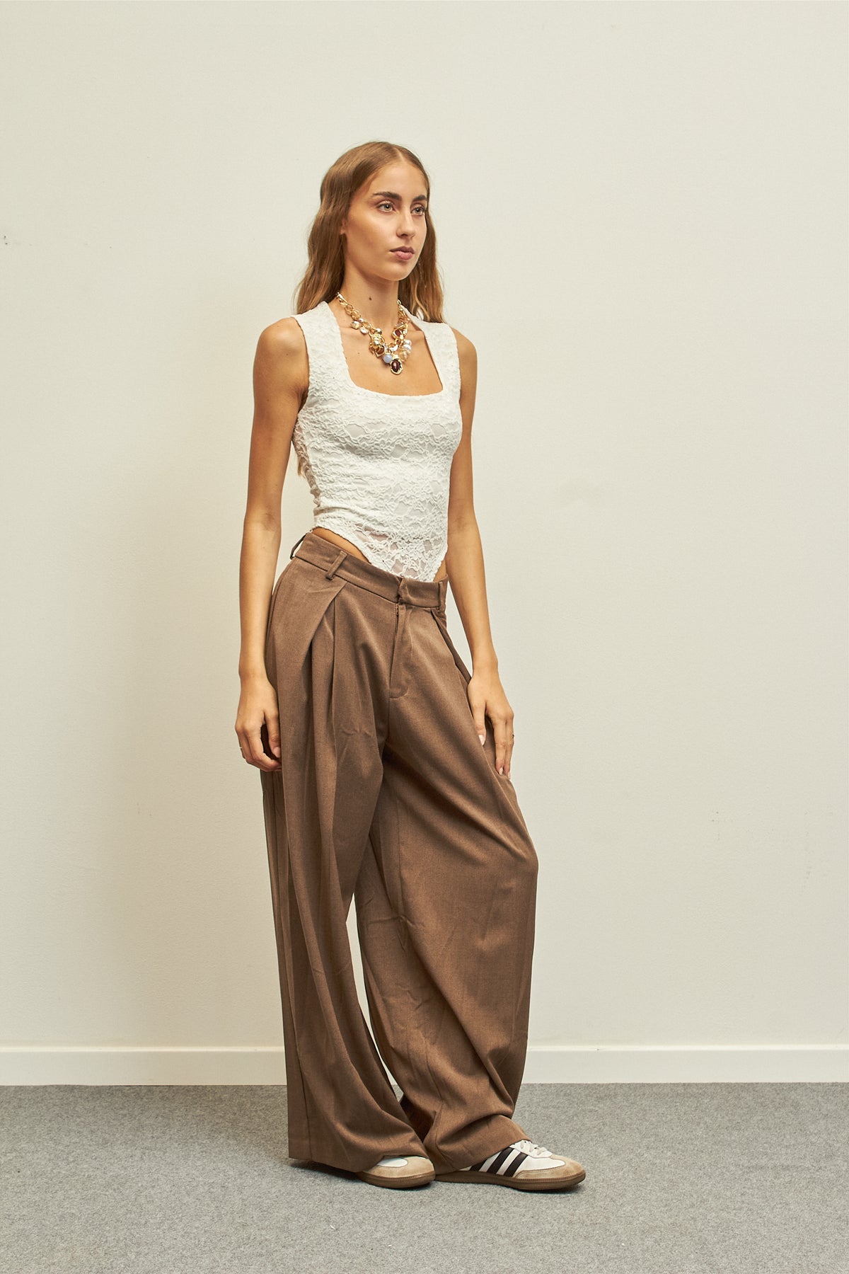Pantalone a quadri - MARRONE