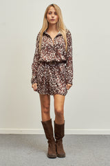 Abito raso stampa animalier - MARRONE