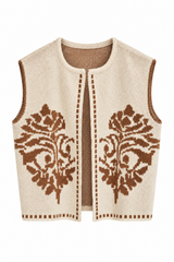 Gilet fantasia jacquard - LATTE