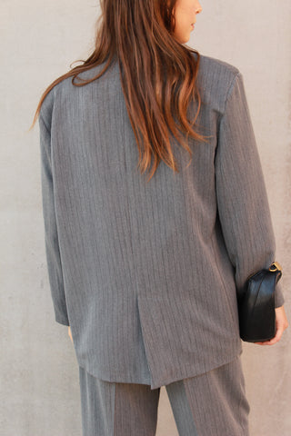 Blazer oversize gessato - GRIGIO