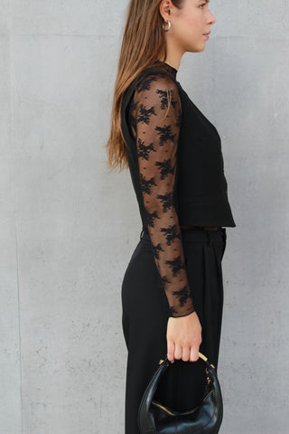 Maglia basic pizzo - NERO