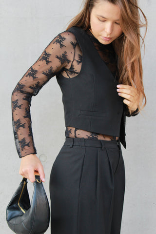 Maglia basic pizzo - NERO