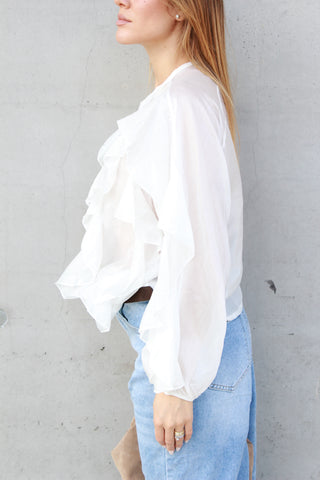 Blusa con volant - BIANCO