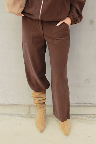 Pantalone dritto cargo - MARRONE