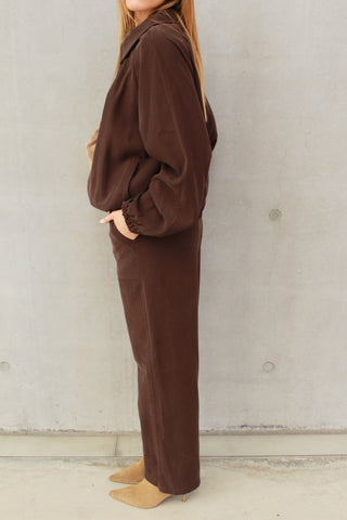 Pantalone dritto cargo - MARRONE