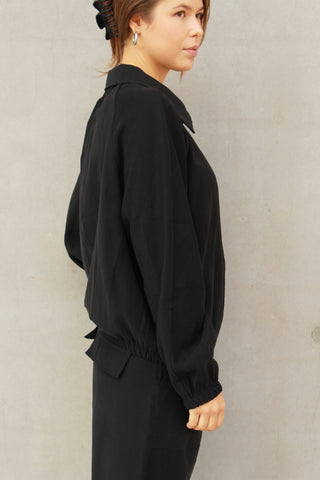 Giacca bomber con collo - NERO