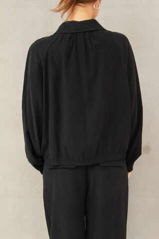 Giacca bomber con collo - NERO