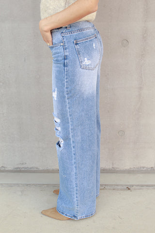 Jeans super ampio vita regolare - DENIM BLU
