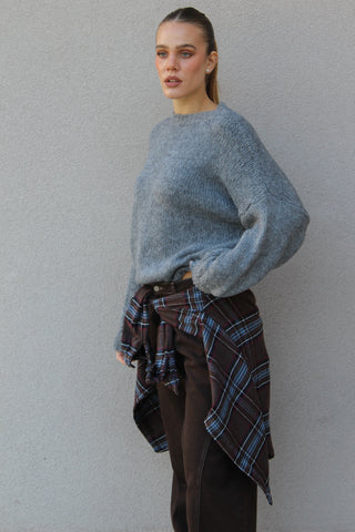 Camicia flanella a quadri - MORO/CELESTE