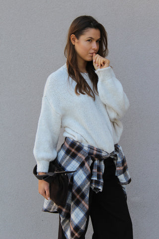 Camicia flanella a quadri - PANNA/MORO