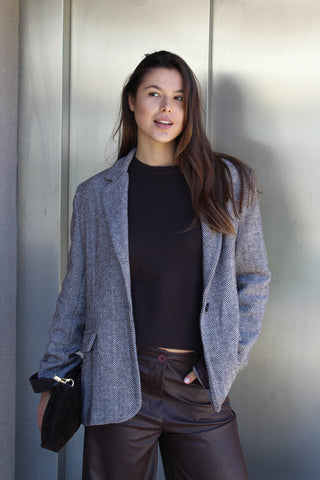 Blazer a spina di pesce - MORO