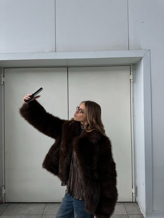 Giacca in ecopelliccia - MORO