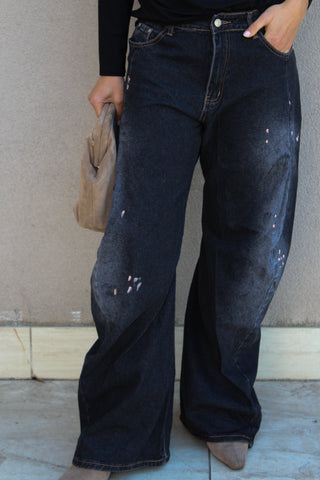 Jeans ampio barrel - DENIM NERO