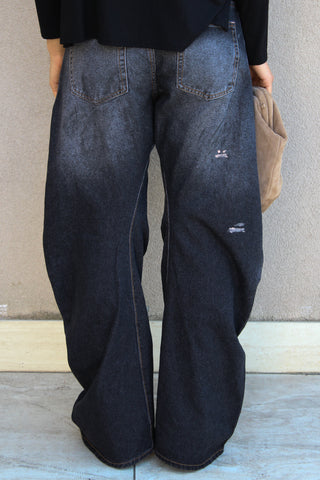 Jeans ampio barrel - DENIM NERO